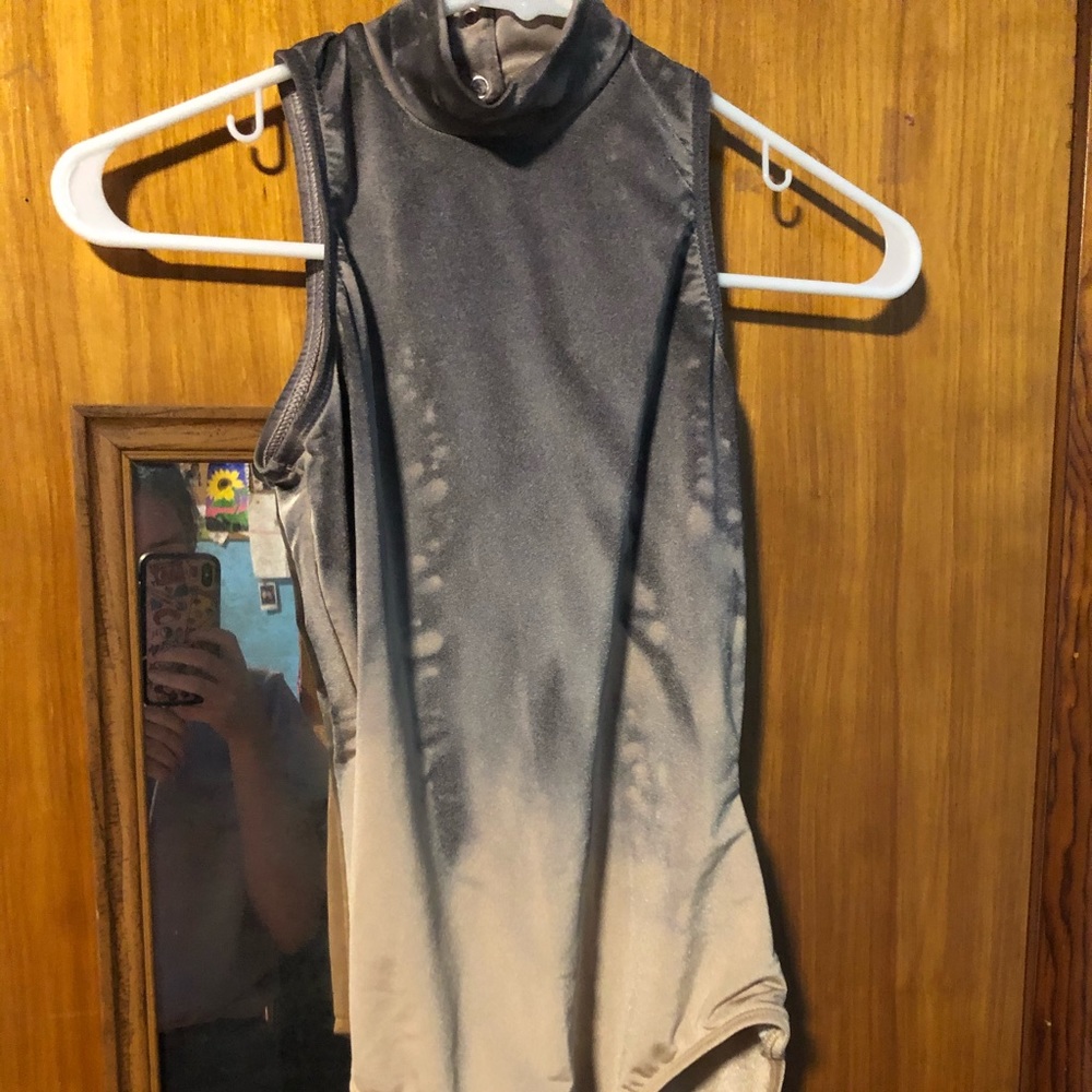 Water colored dance leotard